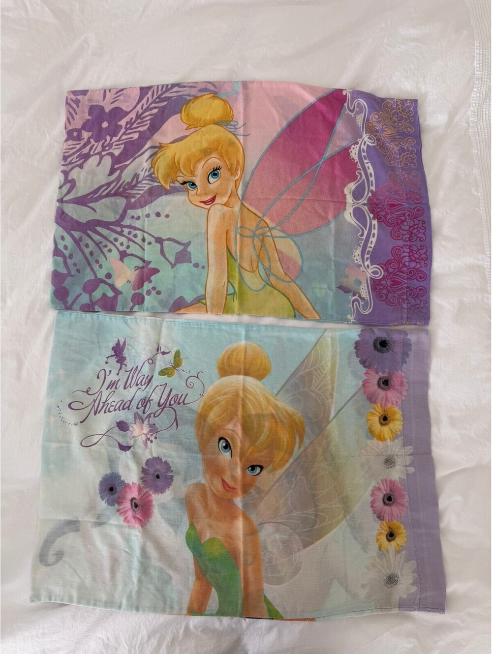 Y2K Disney Fairies Tinker Bell Fawn Silvermist Standard Pillowcases Set 2